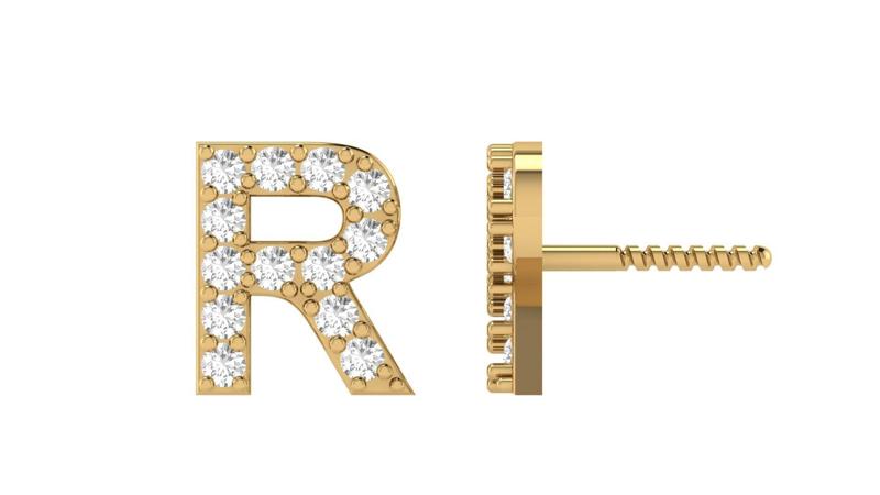 R Letter Alphabets Studs Earrings
