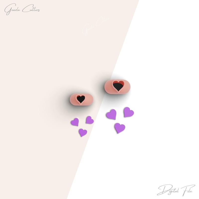 Skinny Heart Micro Clay Cutter, Valentine's Day Polymer Clay Cutter, Tiny Clay Cutter, 2 Sizes Included, Digital STL File, No: 59