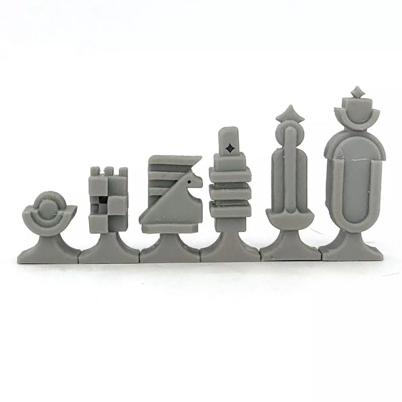 Brutalist Art-Deco Chess Set Royalty-Free 3D Print STL File