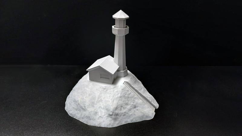 Island with Lighthouse and House