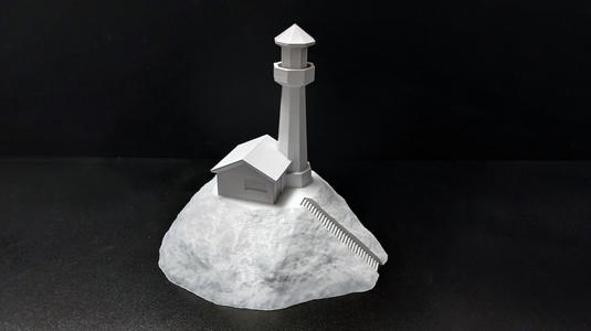 Island with Lighthouse and House