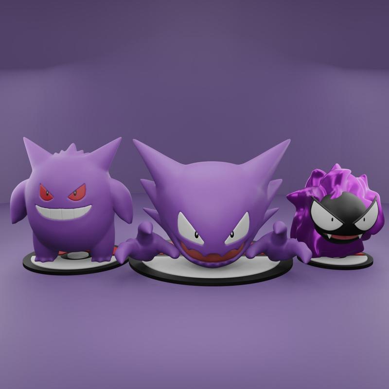 Pokemon No. 092-094 Gastly, Haunter, Gengar