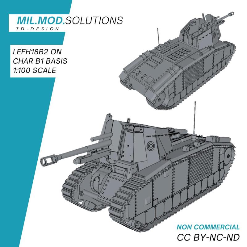 leFH18B2 self-propelled gun on Char B1 basis