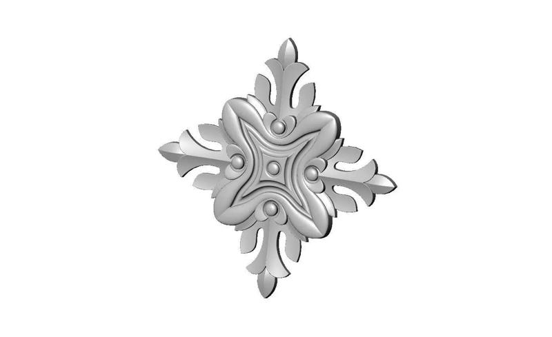 Square floral motif rosette carving molding relief onlay