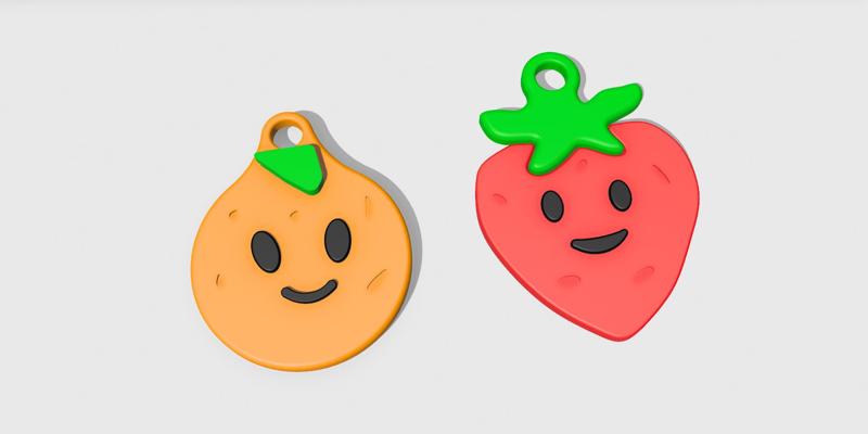Orange&Stawberry Cute Keychain