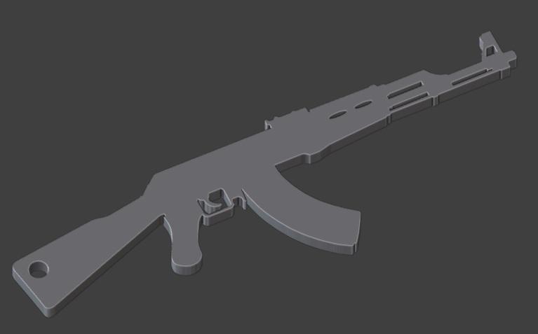Keychain/pendant with AK-47 assault rifle,STL,OBJ