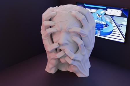 Escultura maos terror 
