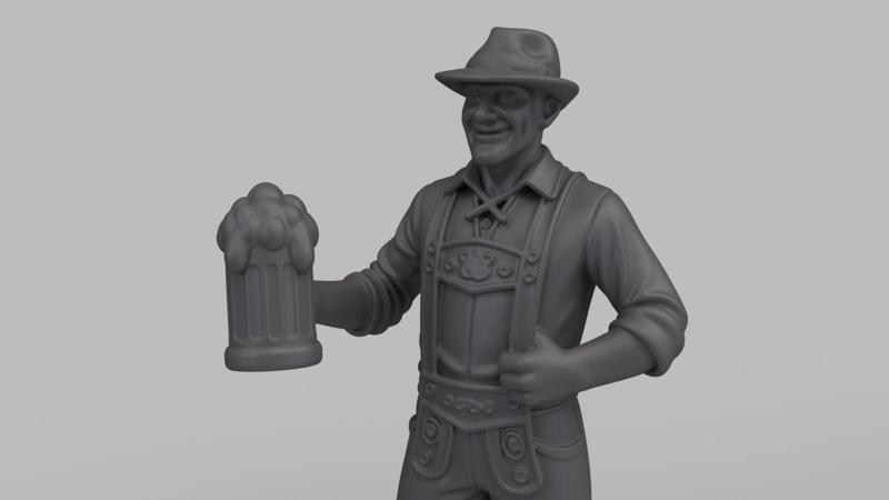 Traditional Bavarian Oktoberfest Man Figurine - Beer Mug