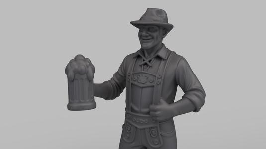 Traditional Bavarian Oktoberfest Man Figurine - Beer Mug