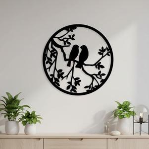 Lovebirds on Branch – Nature Silhouette Wall Art