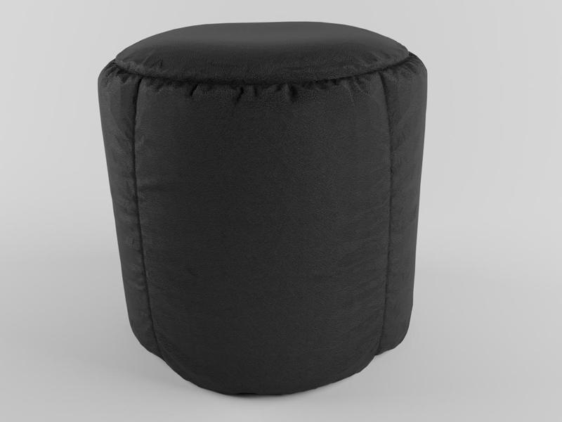 black Leather Pouf
