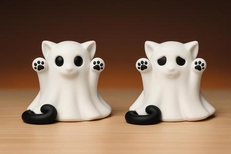 Kawaii Ghost Cat 3D - Decorative Figure and Toy for 3D Printing