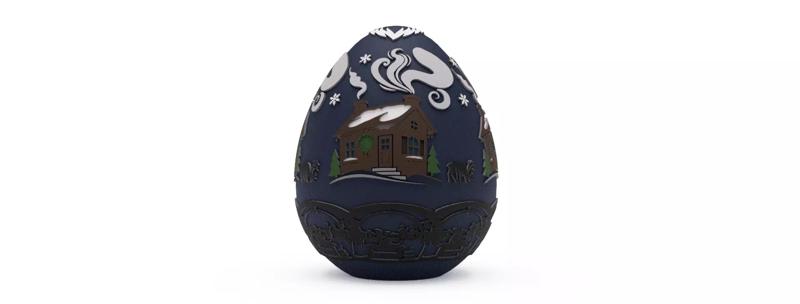Frosty Homestead Christmas Egg Embossed and Debossed