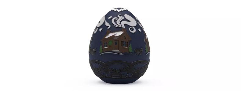 Frosty Homestead Christmas Egg Embossed and Debossed