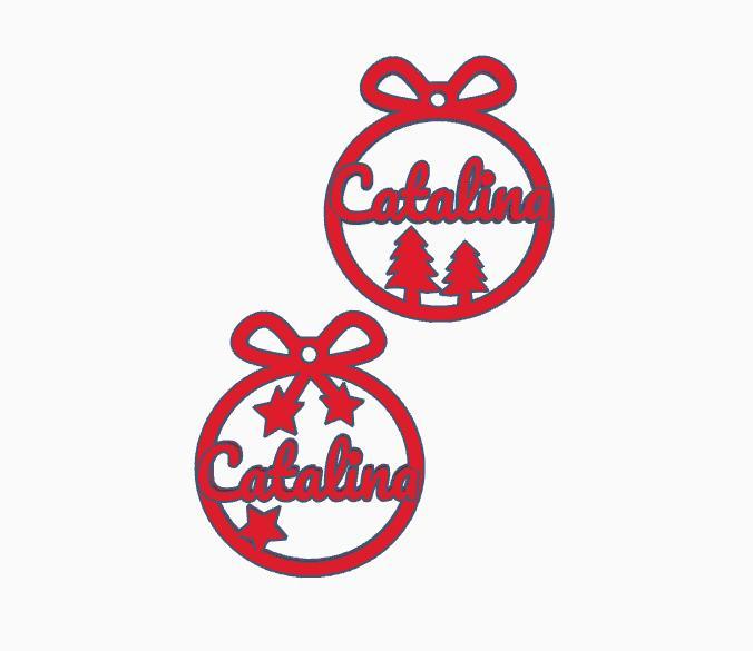 2 x Catalina, personalized Christmas bauble