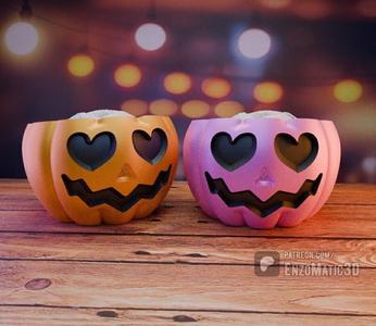 Heart Eyes Pumpkins - love - bowl - Crochet Bowl - 3mf, STL