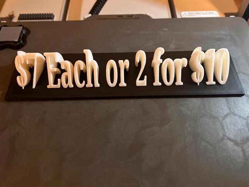 Vendor Tag $7 each or 2 for $10