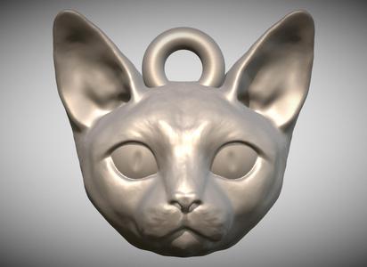 Devon Rex cat head key ring for 3D printing