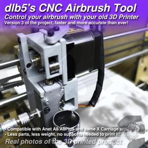 dlb5s 3D printed CNC Airbrush Holder V3. Control your airbrush with your old 3D printer