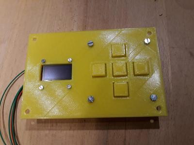 Electronics front plate with knobs and display