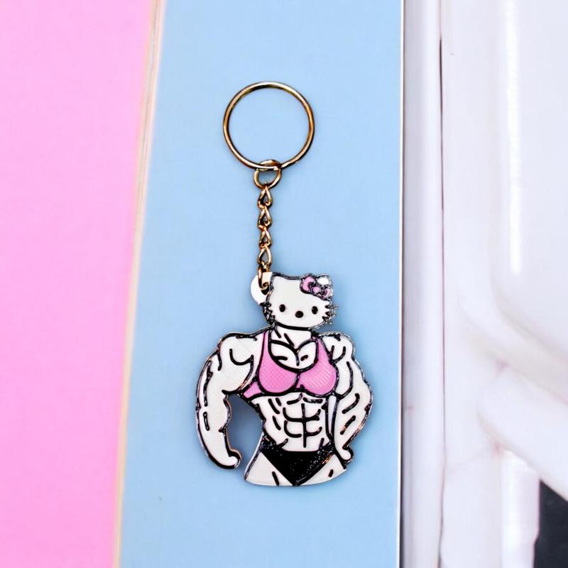 Kitty Musculosa Gym Inspiration Key Chain