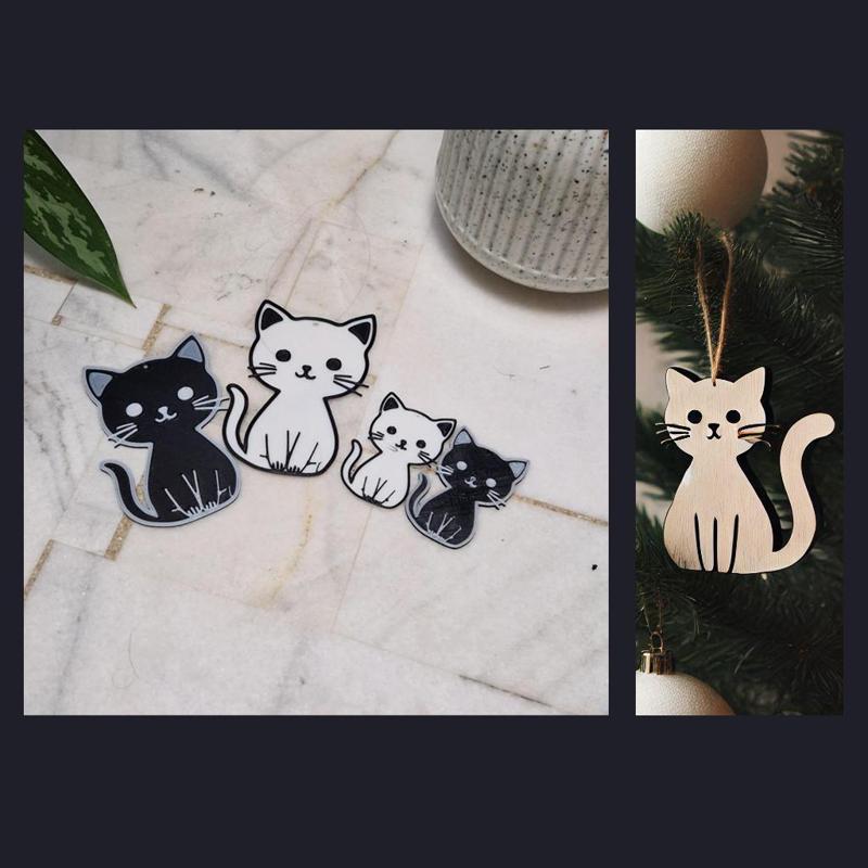 Hanging Minimalist Cat Christmas tree decor