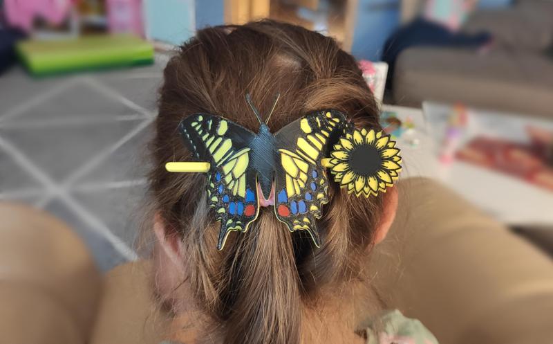 Butterfly - Sunflower Slide Hair Clip Stick (Swallowtail), Butterfly - Sunflower Slide Hair Stick Clip Papilio machaon swallowtail