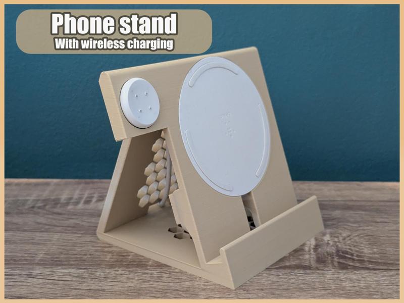 Wireless charging phone stand for phone&smartwatch
