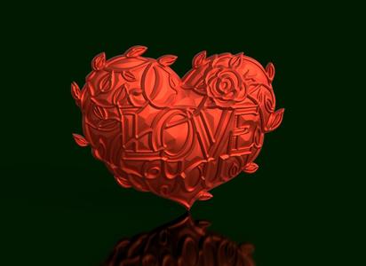 Eternal Floral Message: Heart - 'Love You', Roses and Leaves