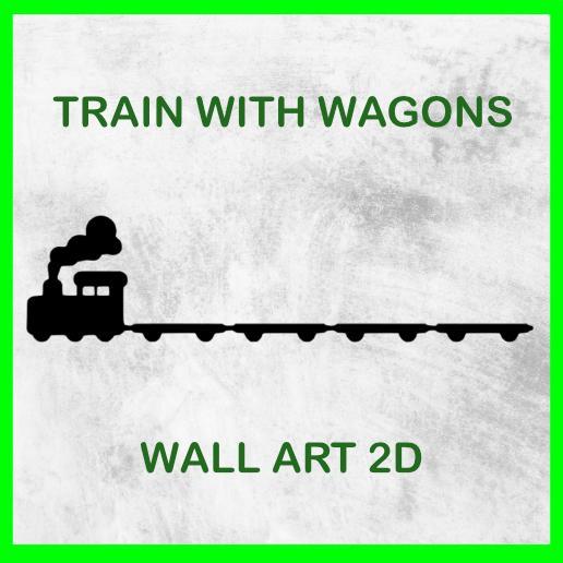 TRAIN WITH WAGONS KIDS ROOM WALL ART 2D 01
