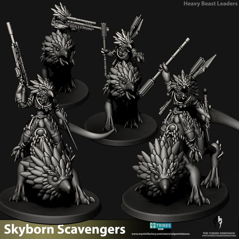 Leaders with Heavy Beast Mounts - Skyborn Scavengers - 28mm