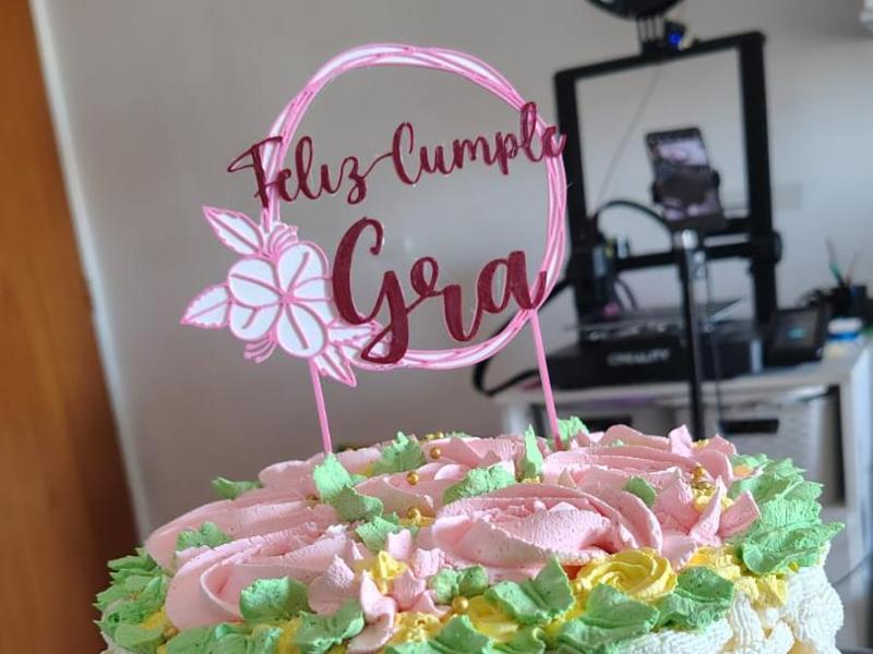 Topper pastel floreado (birthday cake)