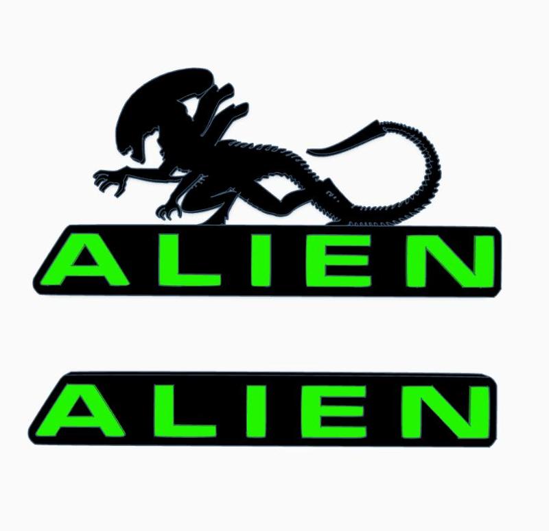 2x ALIEN (QUEEN SILHOUETTE) Logo Display by MANIACMANCAVE3D