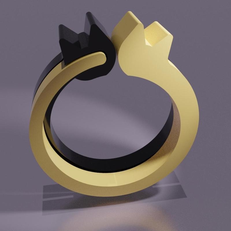 Embraced Cats Ring - 3D4Italy - Anycubic3d