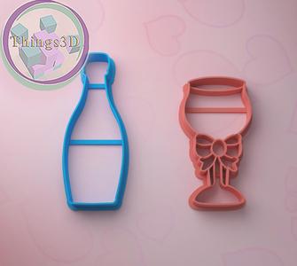 bottle and wineglass cookie cutter