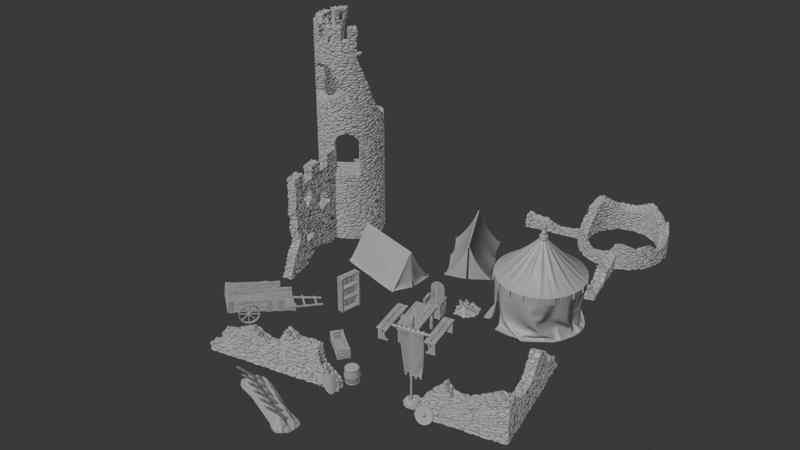 Medieval camp in ruined castle bundle