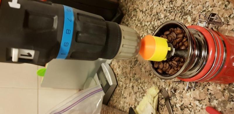 Coffee grinder to power drill adaptor
