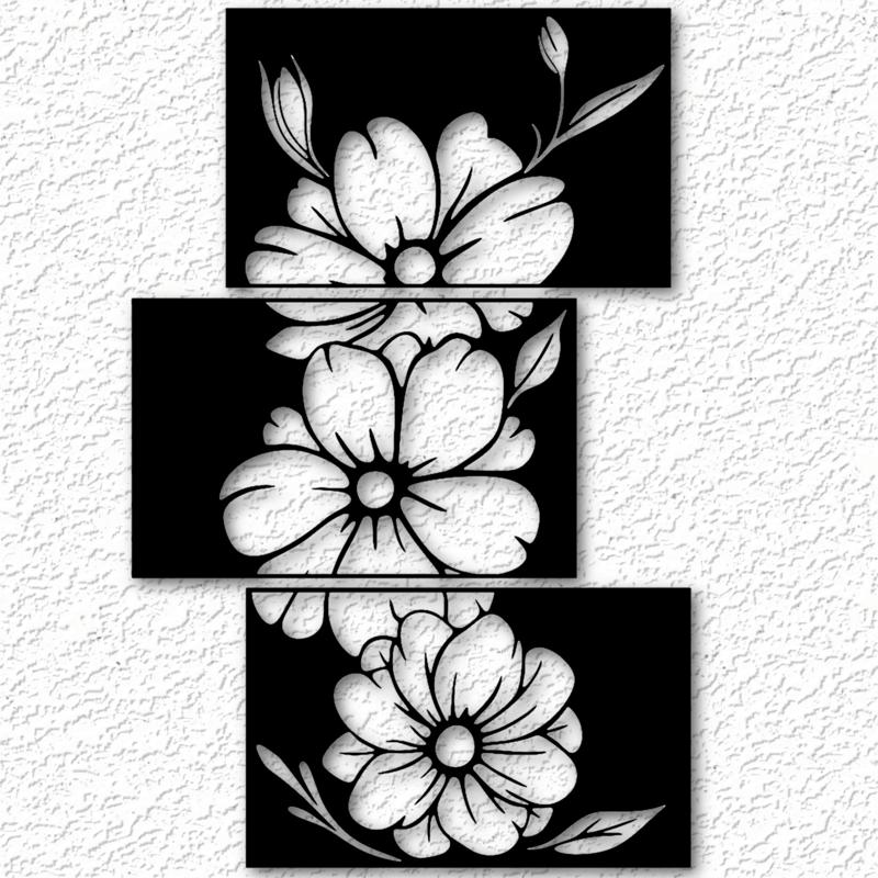 Flower panel set wall art floral panels wall decor 2d art