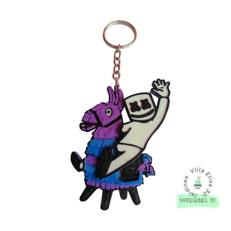 Fortnite Marshmello + Flames keychain