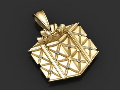 gold gift box pendant 3D printable model