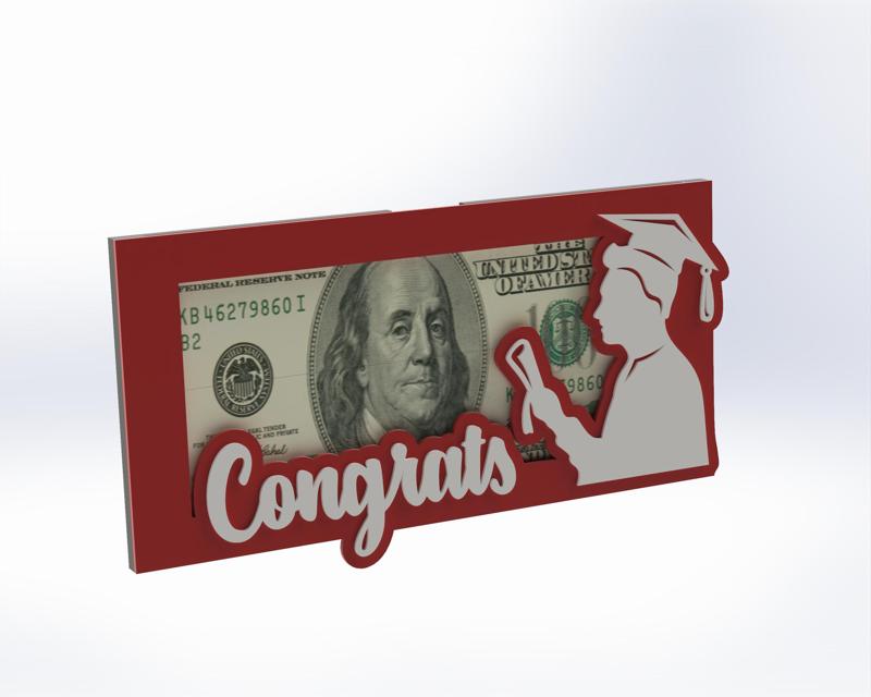 Graduation Gift - Money Holder with text "Congrats" with Silluete