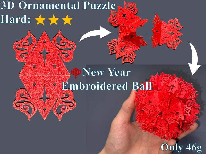 Embroidered Ball - 3D Ornamental Puzzle