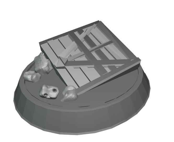 SUPPORT BASE FOR WAR OR FANTASY MINIATURES WITH WOOD OR IRON GRATING 25X25XH3cm