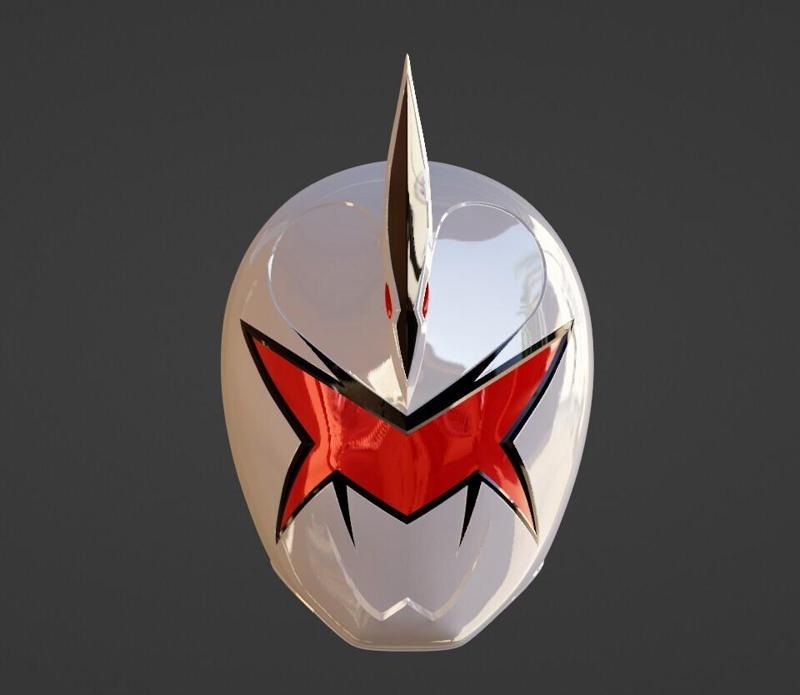 Power Rangers Dino Thunder White Ranger Abarekiller V2 Helmet 3D print model