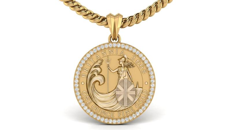 2008 1oz Britannia Bullion Coin Diamond Pendant
