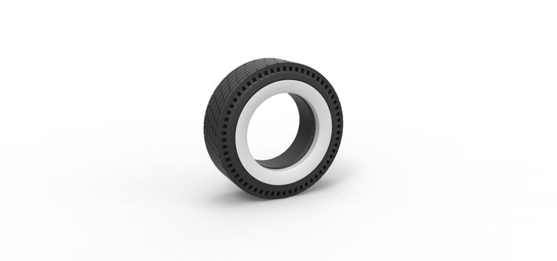 Diecast Whitewall rear tire of vintage dragster Version 7 Scale 1:25