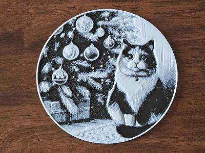 Christmas Cat Coaster
