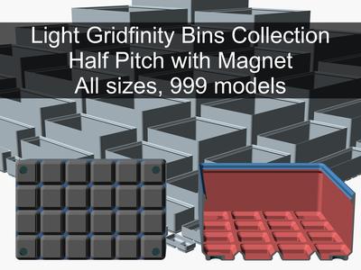 Light Gridfinity Half Pitch Collection with Magnet