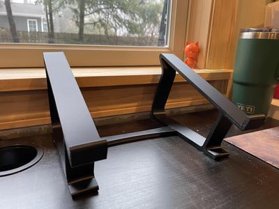 Deeper laptop stand for small desks