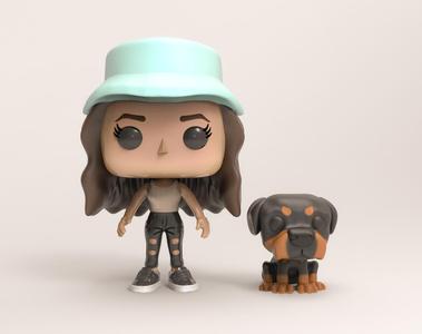 FUNKO GIRL HAT AND MASCOT rottweiler
